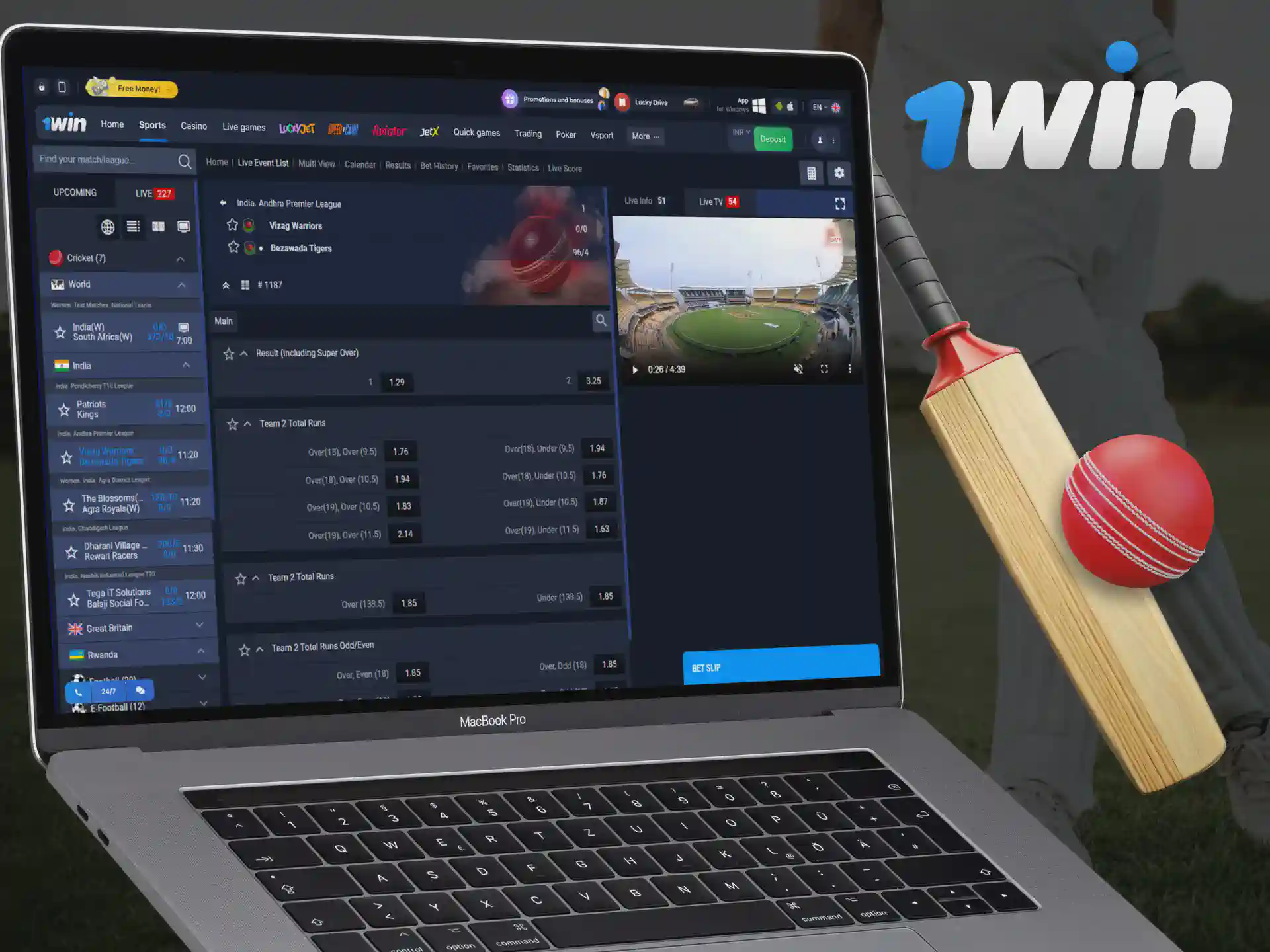 1win Cricket Odds in BD